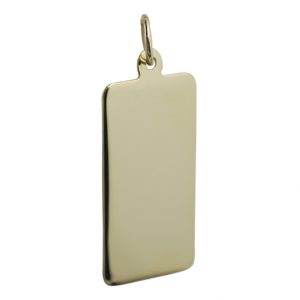 18ct Gold 26x13mm plain rectangular Disc Pendant