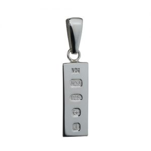 Silver 22x8mm solid hallmarked 1/4oz Ingot Pendant on a bail loop