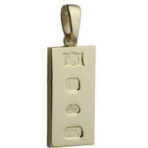 9ct Gold 30x15mm solid hallmarked 1/2oz Ingot Pendant on a bail loop