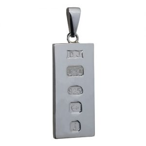 Silver 30x15mm solid display hallmarked 1/2oz Ingot Pendant on a bail loop