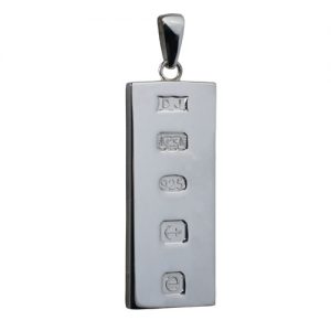 Silver 39x18mm solid hallmarked 1oz Ingot Pendant on a bail loop