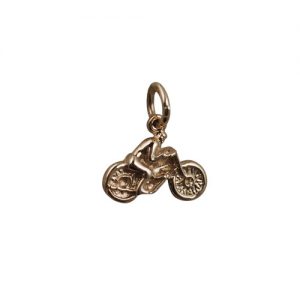 9ct Gold 12x16mm Motorbike and Rider Pendant or Charm
