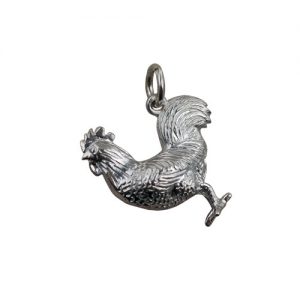 Silver 24x21mm solid Cockerel Pendant or Charm