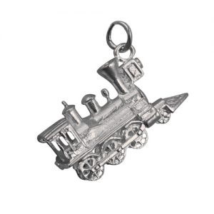 Silver 16x27mm solid Steam Locomotive Pendant or Charm
