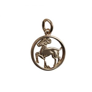 9ct Gold 15mm pierced Aries Zodiac Pendant