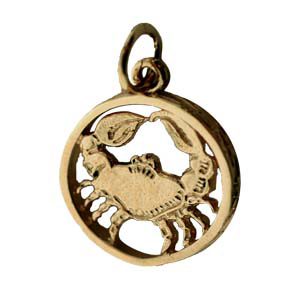 9ct Gold 15mm pierced Cancer Zodiac Pendant