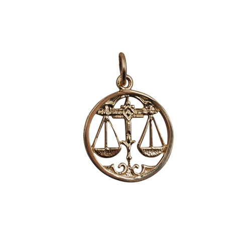 9ct Gold 15mm pierced Libra Zodiac Pendant