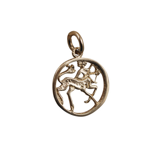 9ct Gold 15mm pierced Sagittarius Zodiac Pendant