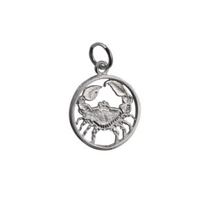 Silver 15mm pierced Cancer Zodiac Pendant