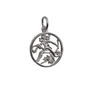 Silver 15mm pierced Virgo Zodiac Pendant