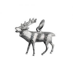 Silver 26x20mm Stag on guard Pendant or Charm