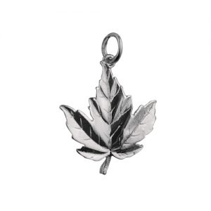 Silver 22x19mm solid Maple Leaf Pendant or Charm