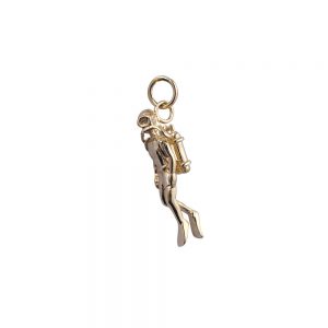 9ct Gold 27x8mm swimming scuba diver Pendant or Charm