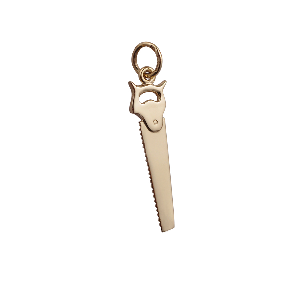 9ct Gold 25x7mm solid Hand Saw Pendant or Charm