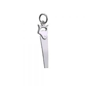 Silver 25x7mm solid Hand Saw Pendant or Charm