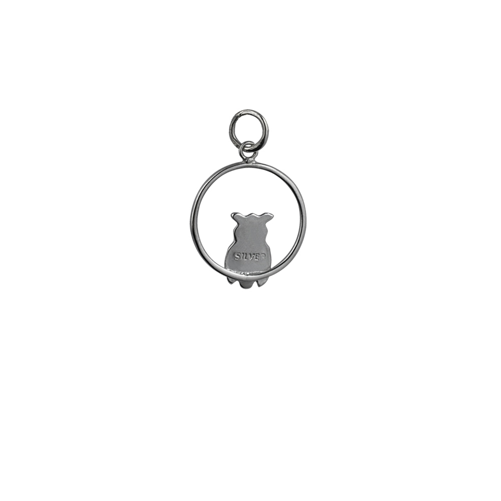 Silver 18x19mm Owl in a circle Pendant or Charm - Image 2