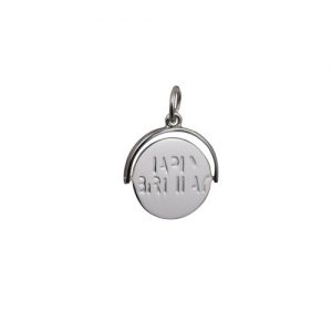 Silver 15x16mm round Happy Birthday spinning Disc Pendant or Charm