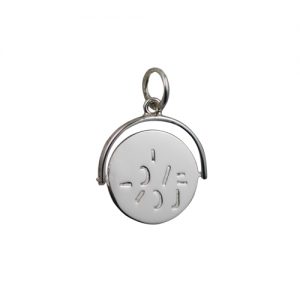 Silver 15x16mm round I Love You spinning Disc Pendant or Charm