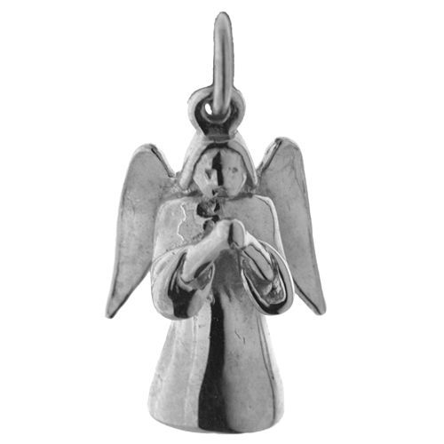 Silver 17x12mm solid Guardian Angel Pendant or Charm