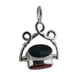 Silver 37x24mm 3 stone Spinning Fob Pendant