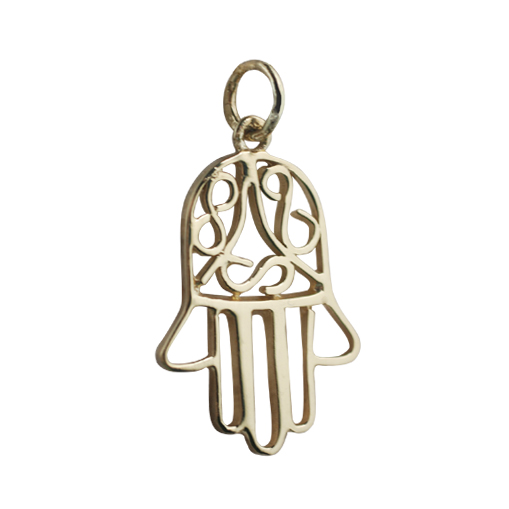 18ct Gold 24x12mm Hand of Fatima Pendant or Charm