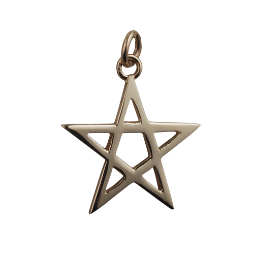 9ct Gold 26mm plain Pentangle Pendant