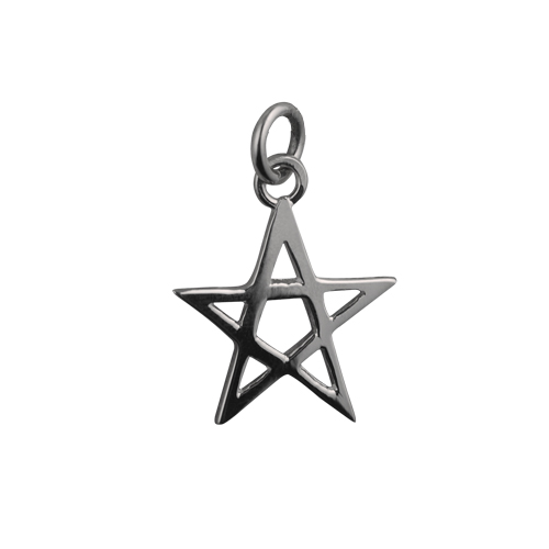 Silver 19x19mm plain Pentangle Pendant