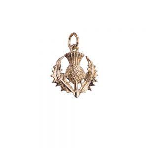 9ct Gold 15mm Scottish Thistle Pendant or Charm