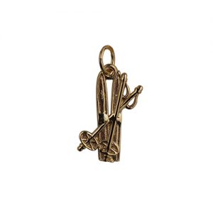 9ct Gold 19x10mm Ski set Pendant or Charm