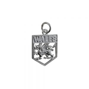 Silver 18x15mm Wales Badge Pendant or Charm