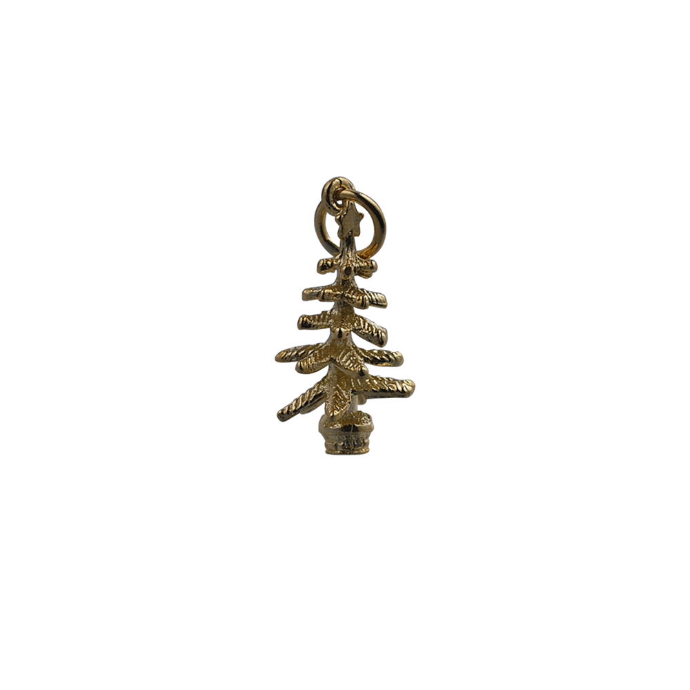 9ct Gold 20x10mm Christmas Tree Pendant or Charm - Image 2