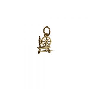 9ct Gold 11x10mm Spinning Wheel Pendant or Charm
