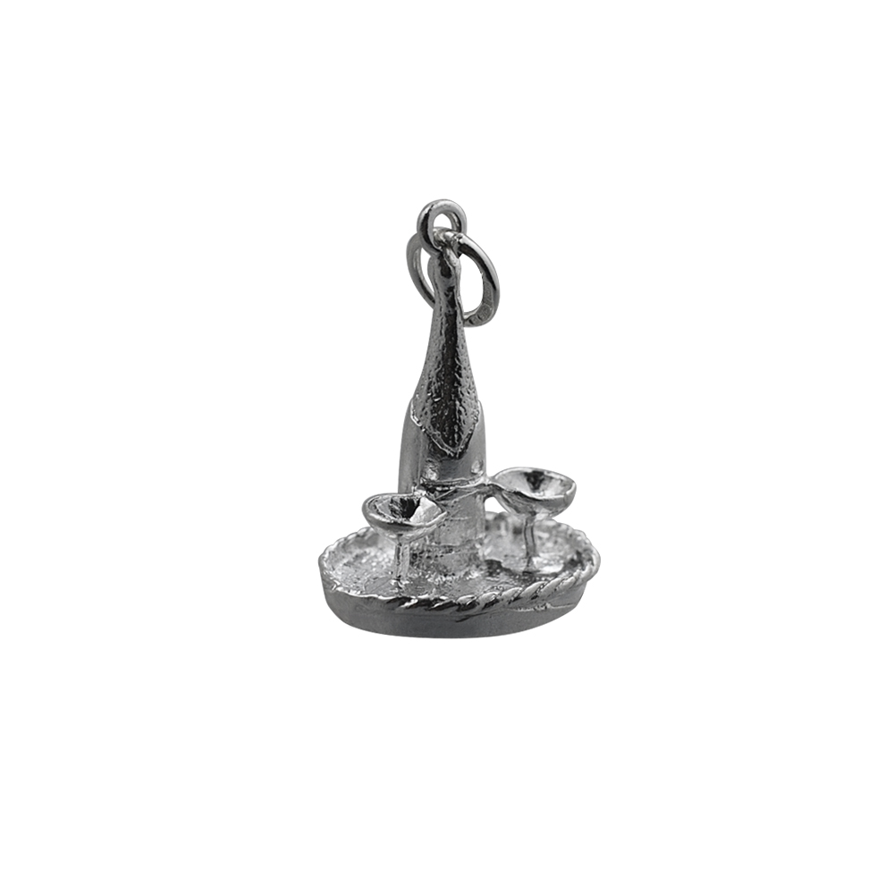 Silver 20x16mm Champagne Tray with Glasses Pendant or Charm - Image 2