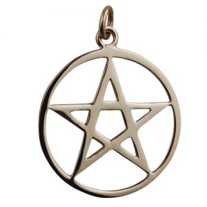 9ct Gold 30mm plain Pentangle in a circle Pendant
