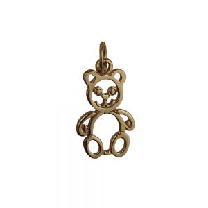9ct Gold 21x12mm pierced Teddy Bear Pendant or Charm