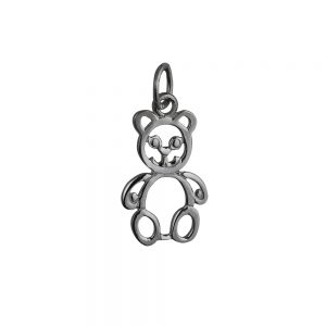 Silver 21x12mm pierced Teddy Bear Pendant or Charm