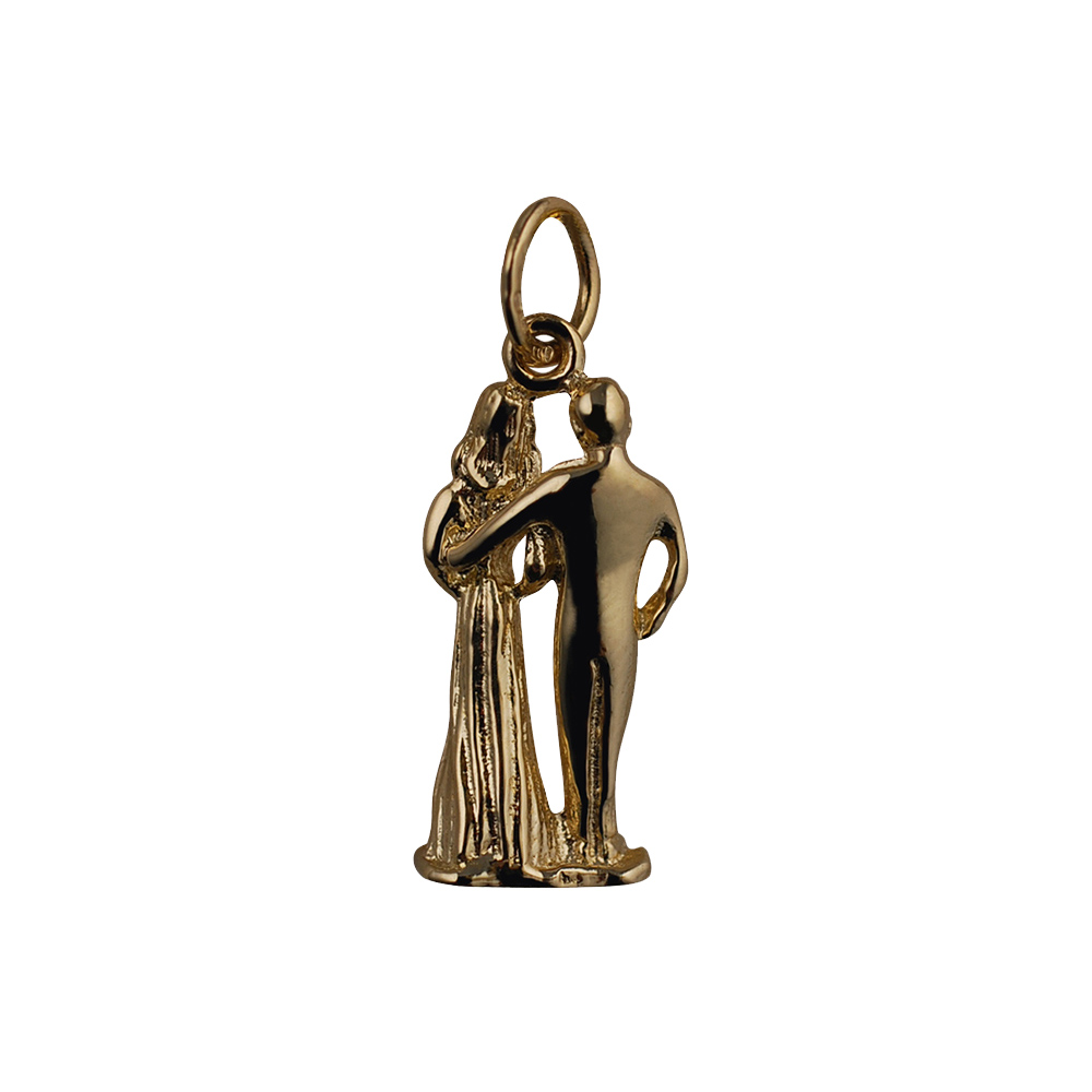 9ct Gold 19x10mm solid Bride and Groom Pendant or Charm - Image 2