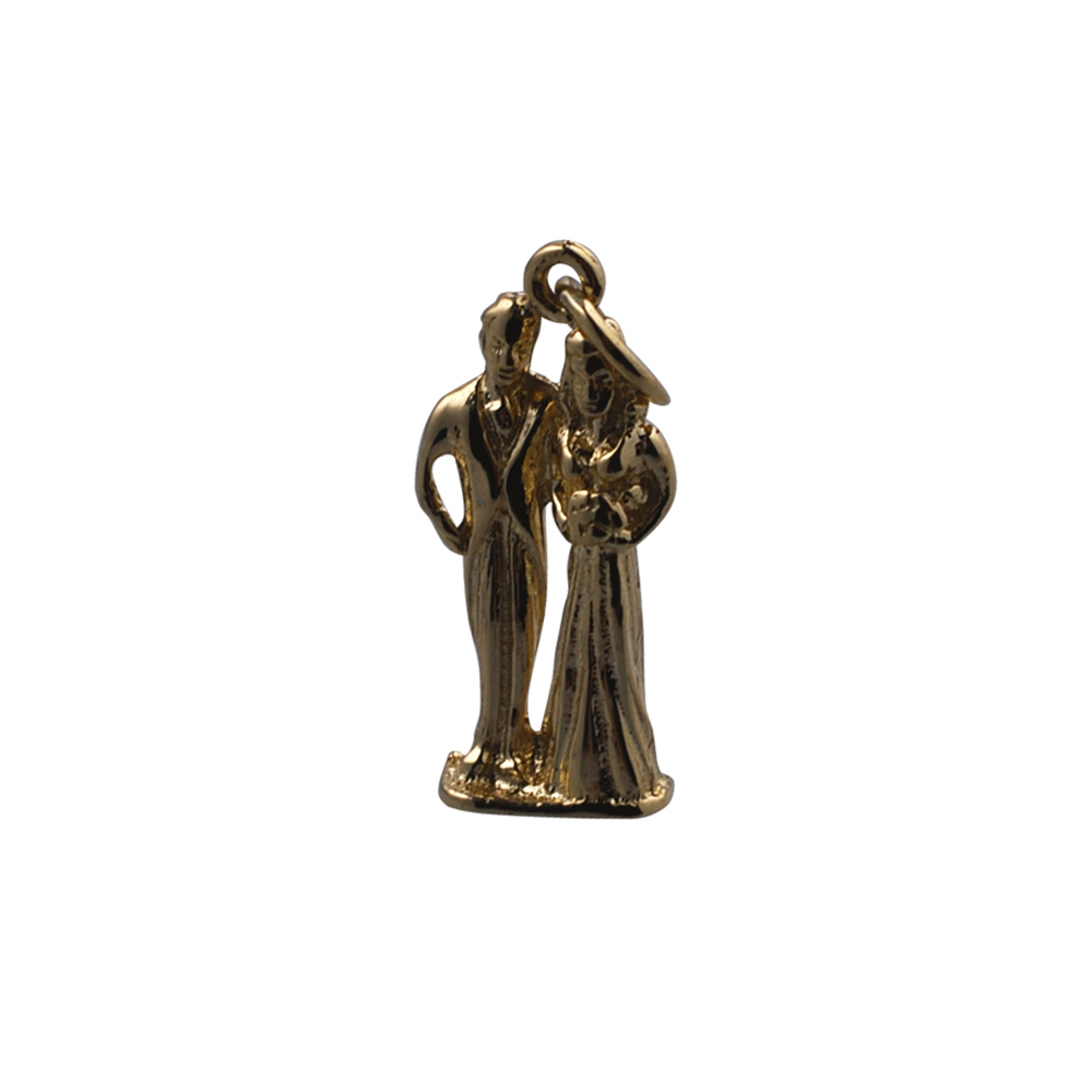 9ct Gold 19x10mm solid Bride and Groom Pendant or Charm - Image 3