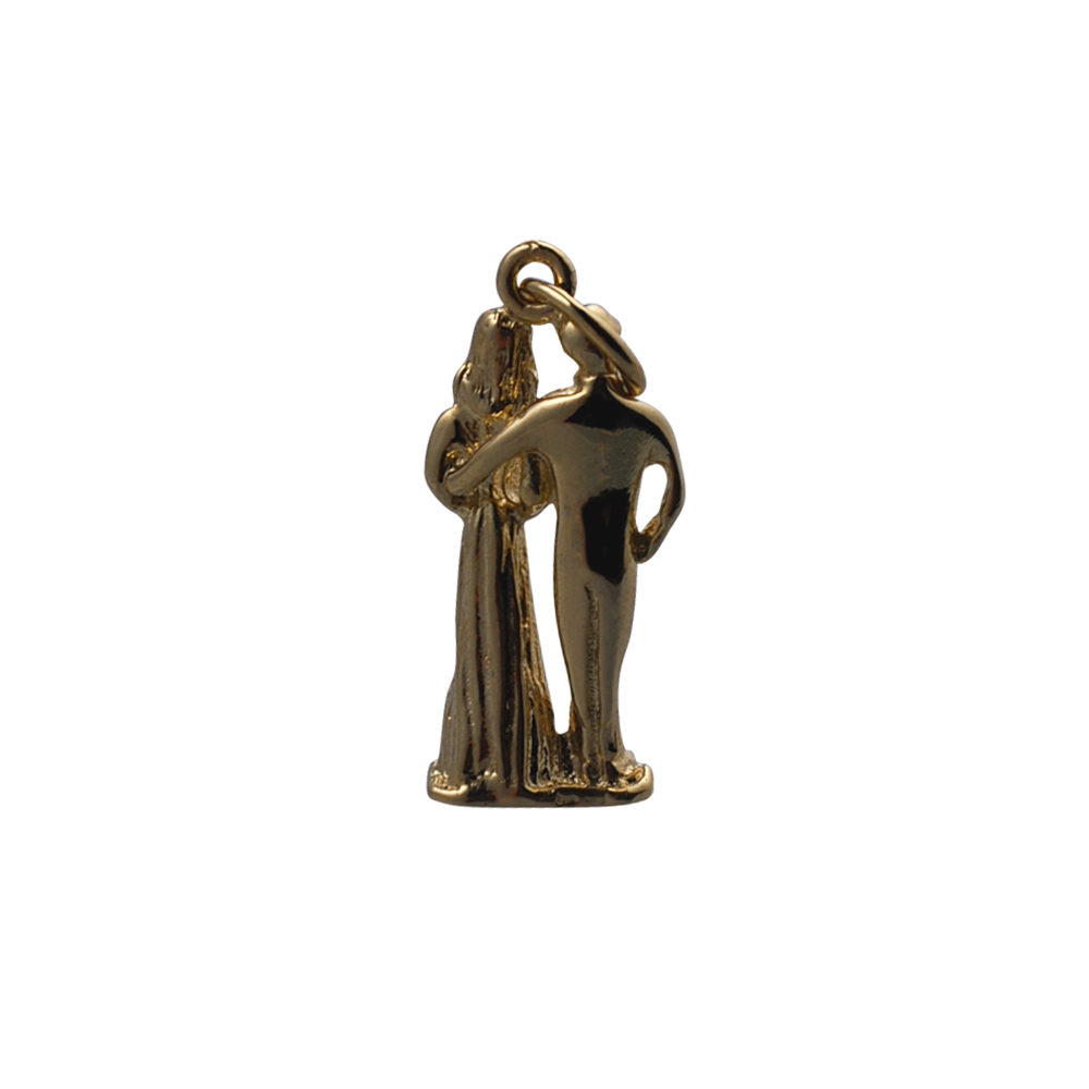 9ct Gold 19x10mm solid Bride and Groom Pendant or Charm - Image 4