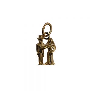 9ct Gold 13x9mm solid Bride and Groom Pendant or Charm