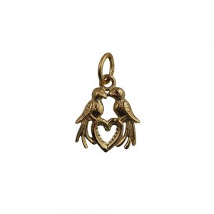 9ct Gold 13x13mm Love Birds Pendant or Charm