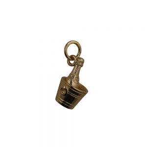 9ct Gold 15x9mm Champagne in a Ice Bucket Pendant or Charm