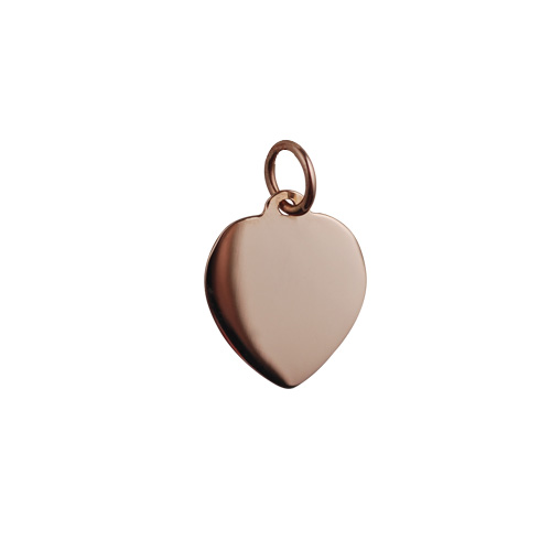 9ct Rose Gold 14x14mm plain heart Disc Pendant