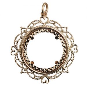9ct Gold 35mm Full Sovereign mount with a diamond cut coin mount holder Pendant