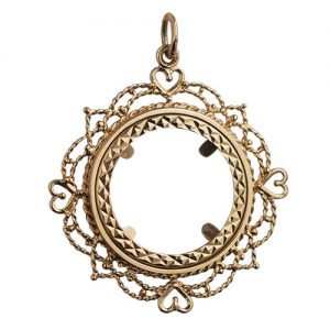 9ct Gold 32mm 1/2 Half Sovereign mount with a diamond cut coin mount holder Pendant