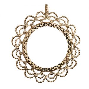 9ct Gold 32mm Full Sovereign mount with a diamond cut coin mount holder Pendant