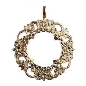 9ct Gold 34mm Full Sovereign mount with a diamond cut coin mount holder Pendant