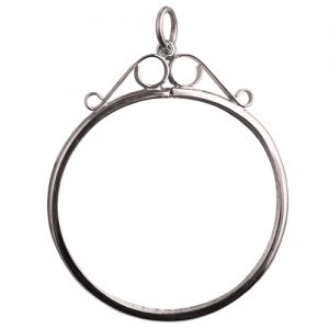 Silver 50x40mm Crown or five shilling 5/- coin mount with 2 scrolls coin mount holder Pendant
