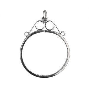 Silver 31x25mm one Bob or one shilling 1/- coin mount with 2 scrolls coin mount holder Pendant
