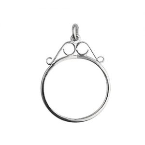 Silver 27x22mm Farthing 1/4d coin mount with 2 scrolls coin mount holder Pendant